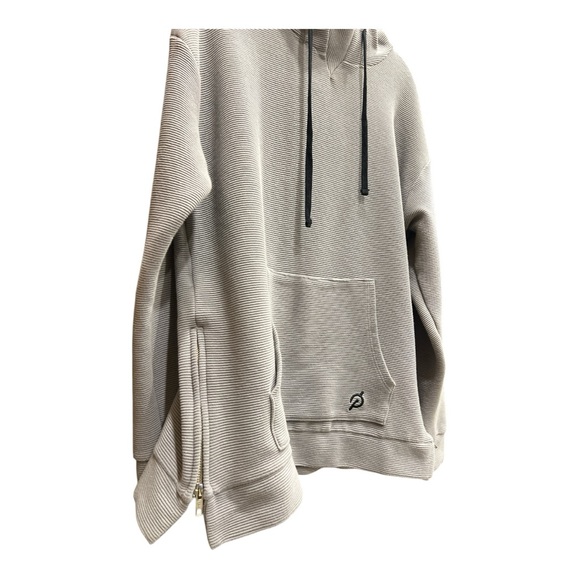 Peloton Gray Ribbed Hoodie Sweatshirt Kangaroo Pocket Long Sleeve Pullover SZ M - Picture 4 of 12